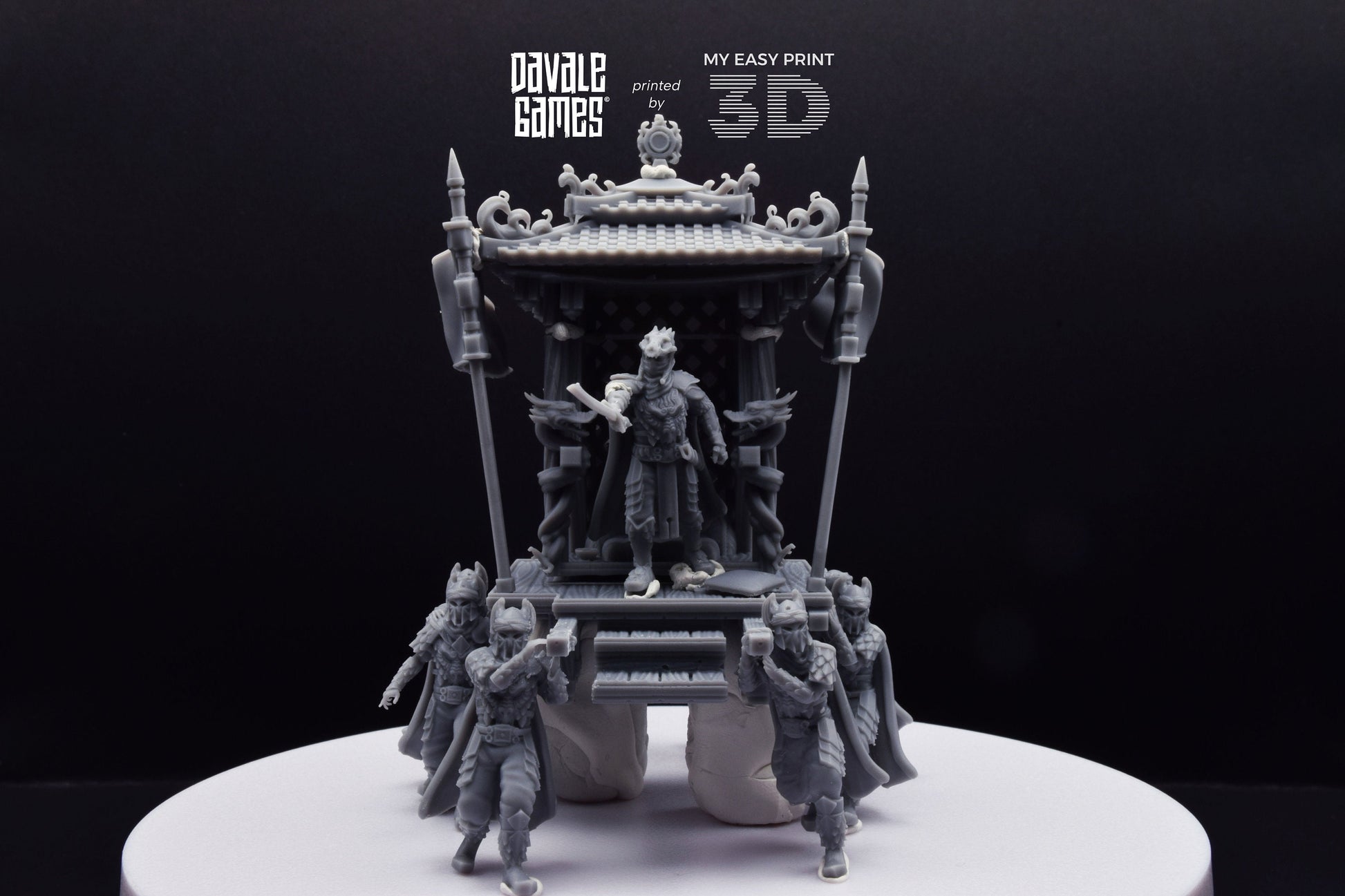 Dragon Army King on Palanquin [Ver. B] - Davale Games - 3D Printed with high quality resin for LOTR/D&D games