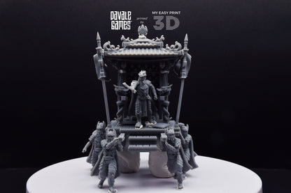 Dragon Army King on Palanquin [Ver. B] - Davale Games - 3D Printed with high quality resin for LOTR/D&D games