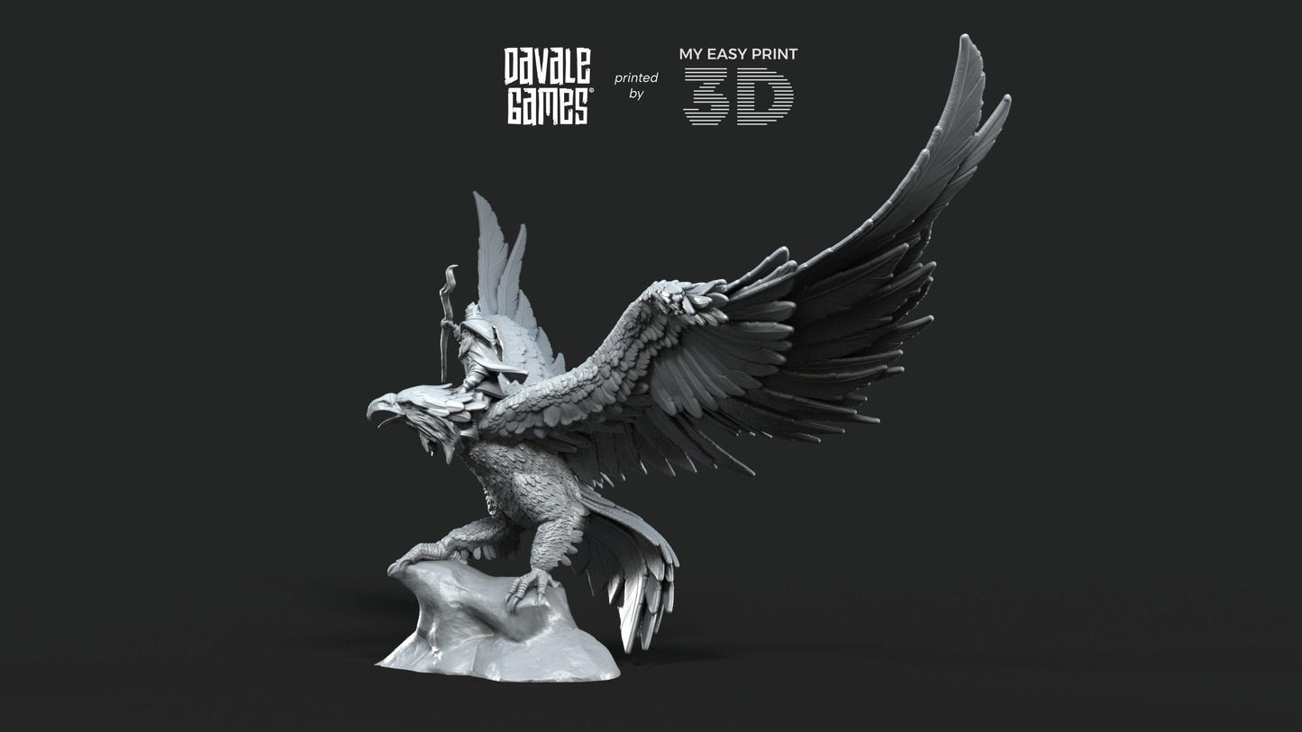 Mage on Eagle - Davale Games - 3D Printed with high quality resin for LOTR/D&D games