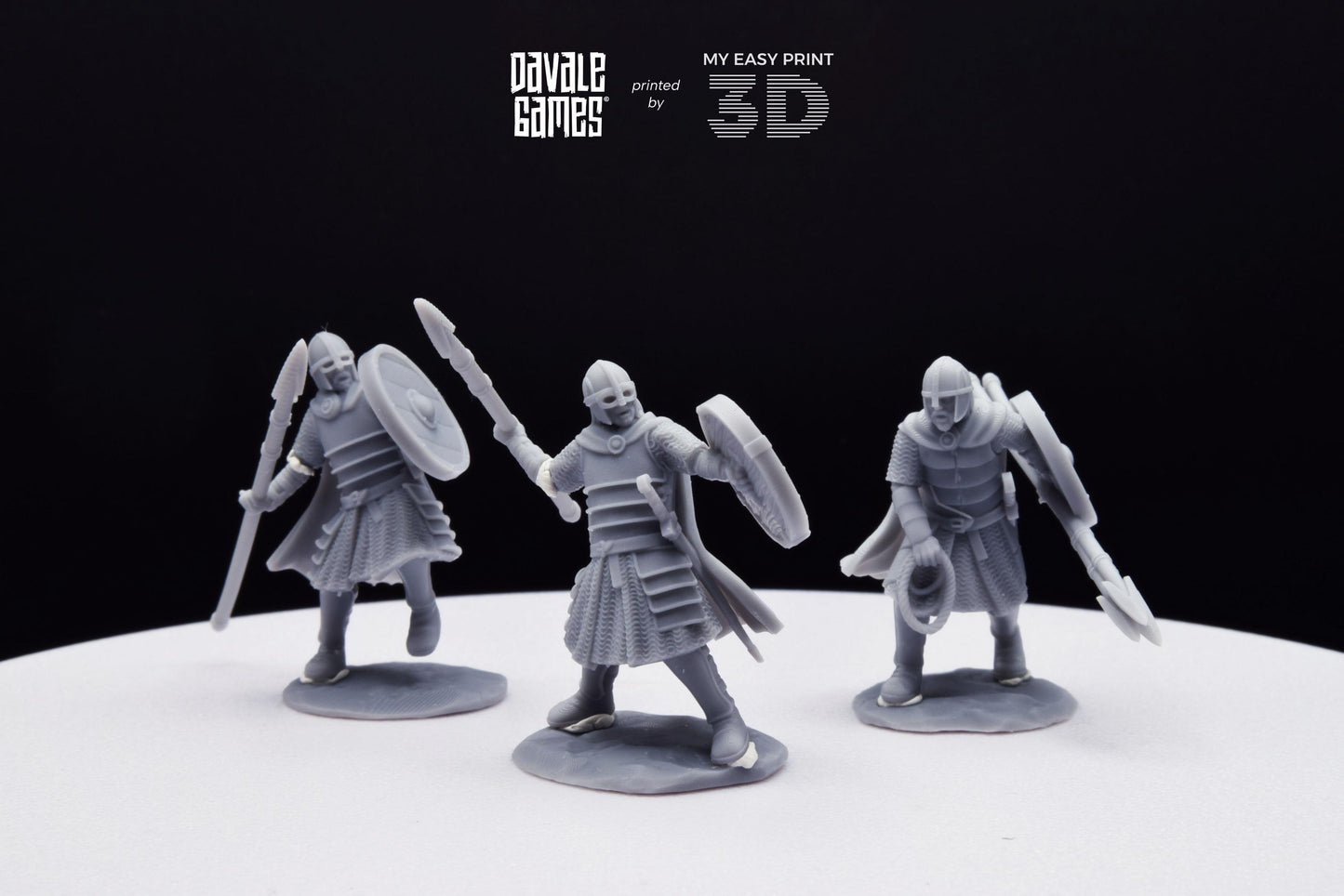 West Humans Regular Warriors with Throwing Spear and Shield - Foot - Davale Games - 3D Printed with high quality resin for LOTR/D&D games