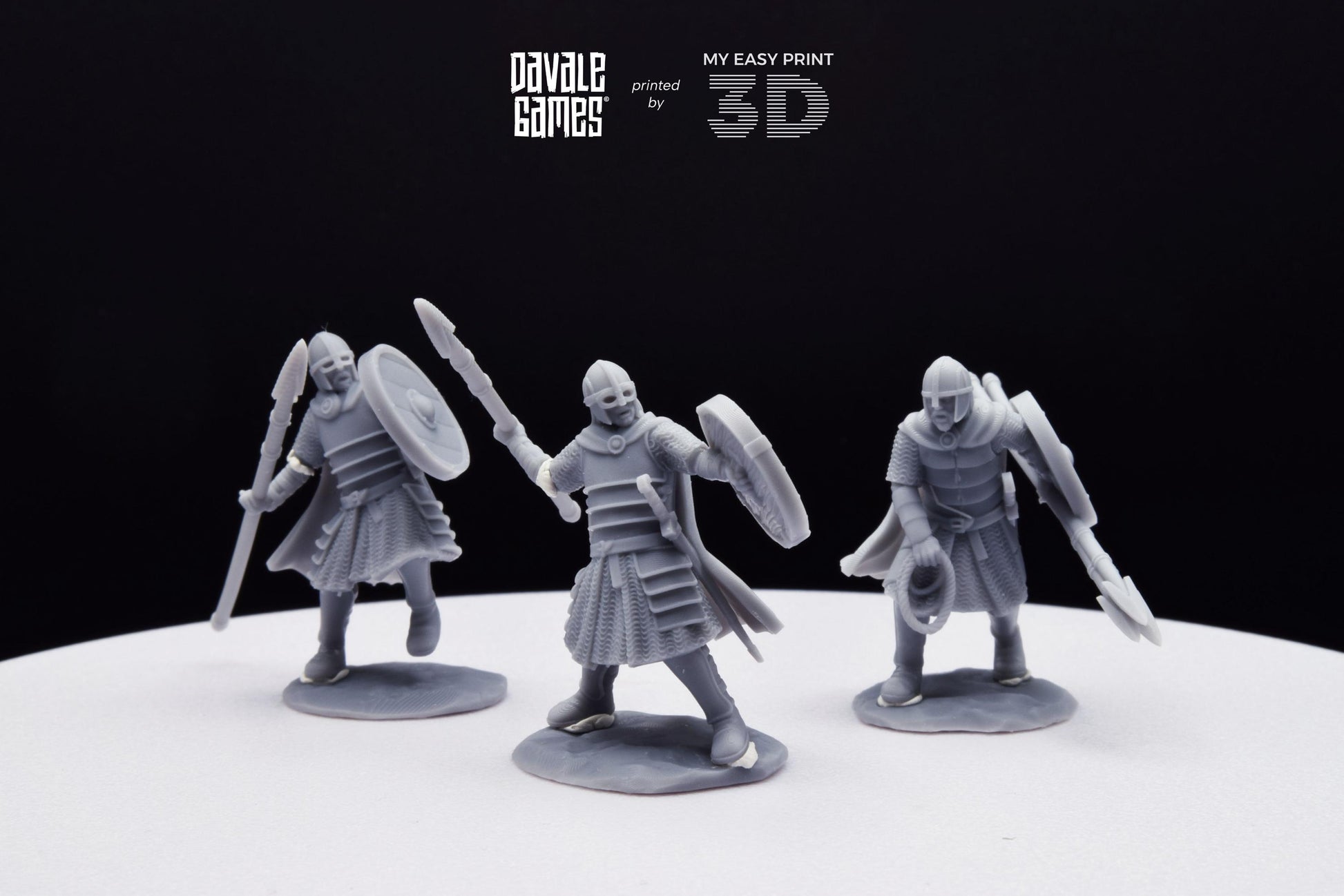West Humans Regular Warriors with Throwing Spear and Shield - Foot - Davale Games - 3D Printed with high quality resin for LOTR/D&D games