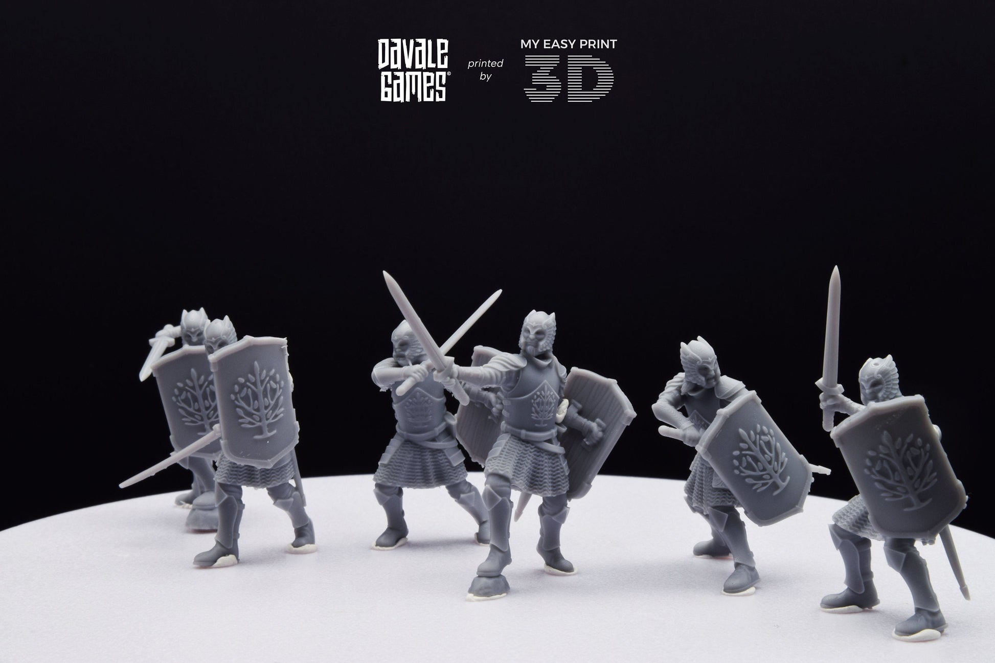 Grey Castle Warriors with swords - Davale Games - 3D Printed with high quality resin for LOTR/D&D games