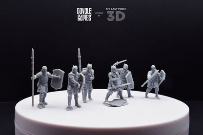 Wounded Grey Castle Warriors - Davale Games - 3D Printed with high quality resin for LOTR/D&D games