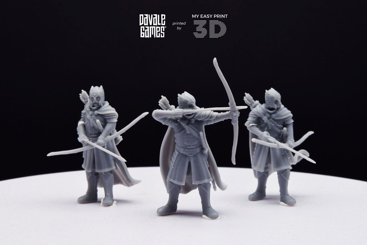Grey Castle Guard with Long Bows - Davale Games - 3D Printed with high quality resin for LOTR/D&D games