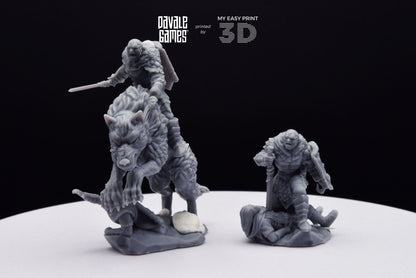 Korvog, Orc Lord Commander - Foot and Mounted - Davale Games - 3D Printed with high quality resin for LOTR/D&D games