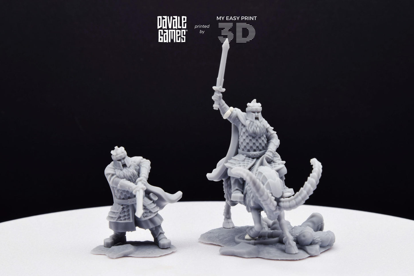 Silver Goat Dwarf Captain - Foot and Mounted - Davale Games - 3D Printed with high quality resin for LOTR/D&D games