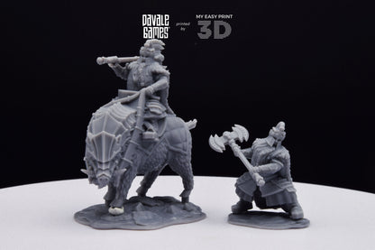 Silver Goat Dwarf Lord Iron - Foot and Mounted - Davale Games - 3D Printed with high quality resin for LOTR/D&D games