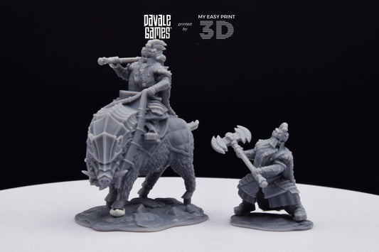 Silver Goat Dwarf Lord Iron - Foot and Mounted - Davale Games - 3D Printed with high quality resin for LOTR/D&D games