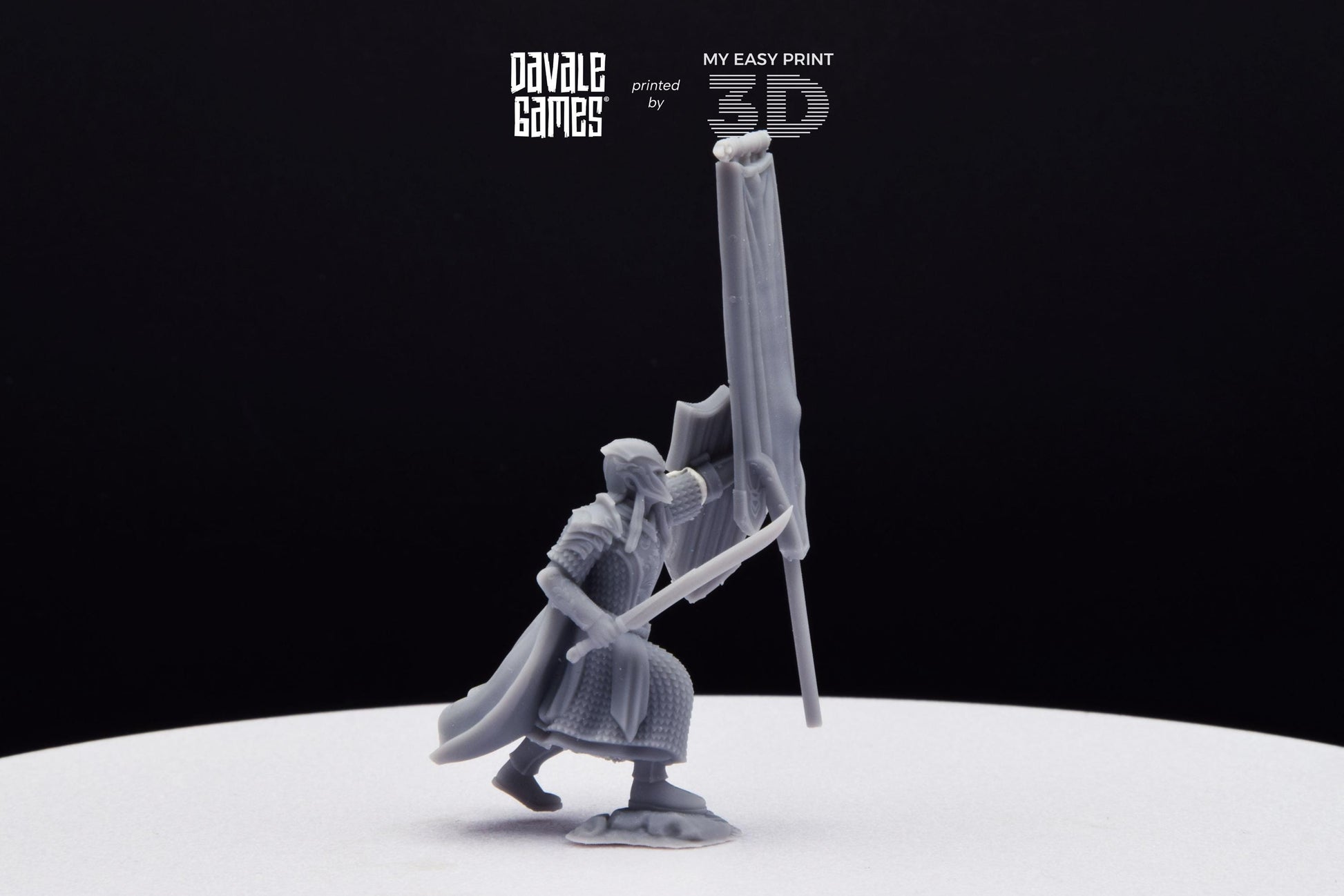 Armoured Wood Elf on Foot Banner 1 - Davale Games - 3D Printed with high quality resin for LOTR/D&D games