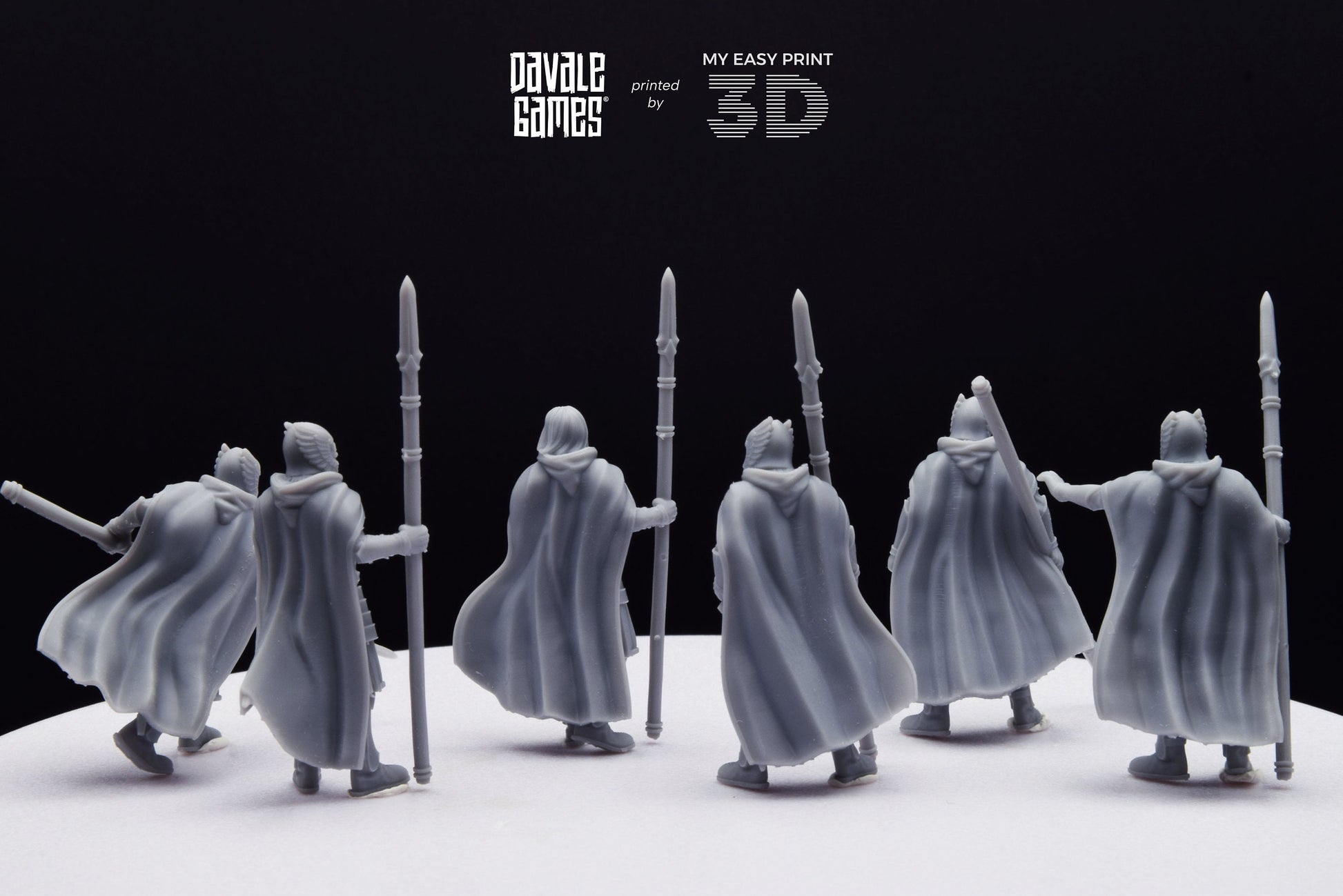 Grey Castle Court Guards with Spear - Foot - Davale Games - 3D Printed with high quality resin for LOTR/D&D games