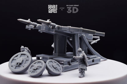 Silver Goat Dwarves Ballista With Dotation - Davale Games - 3D Printed with high quality resin for LOTR/D&D games