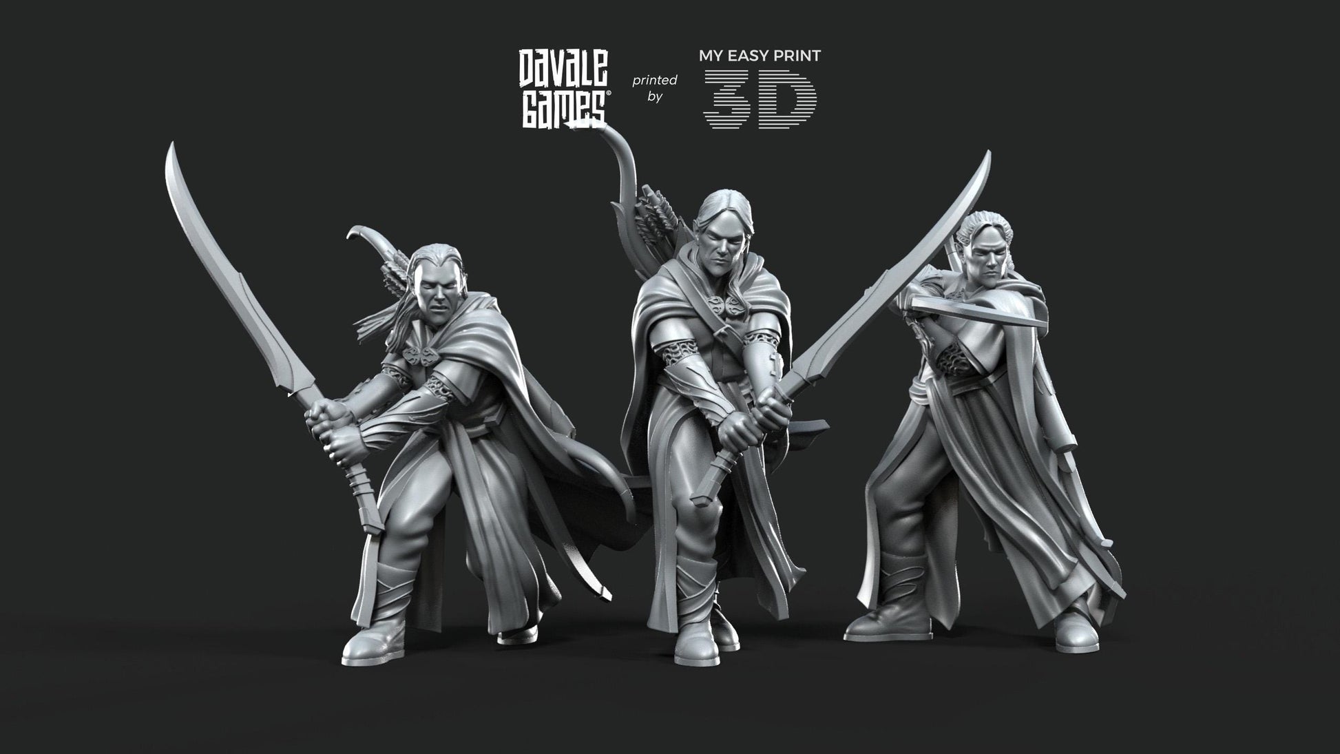Galanthir Elves - Forest Guardians with Sword - Davale Games - 3D Printed with high quality resin for LOTR/D&D games