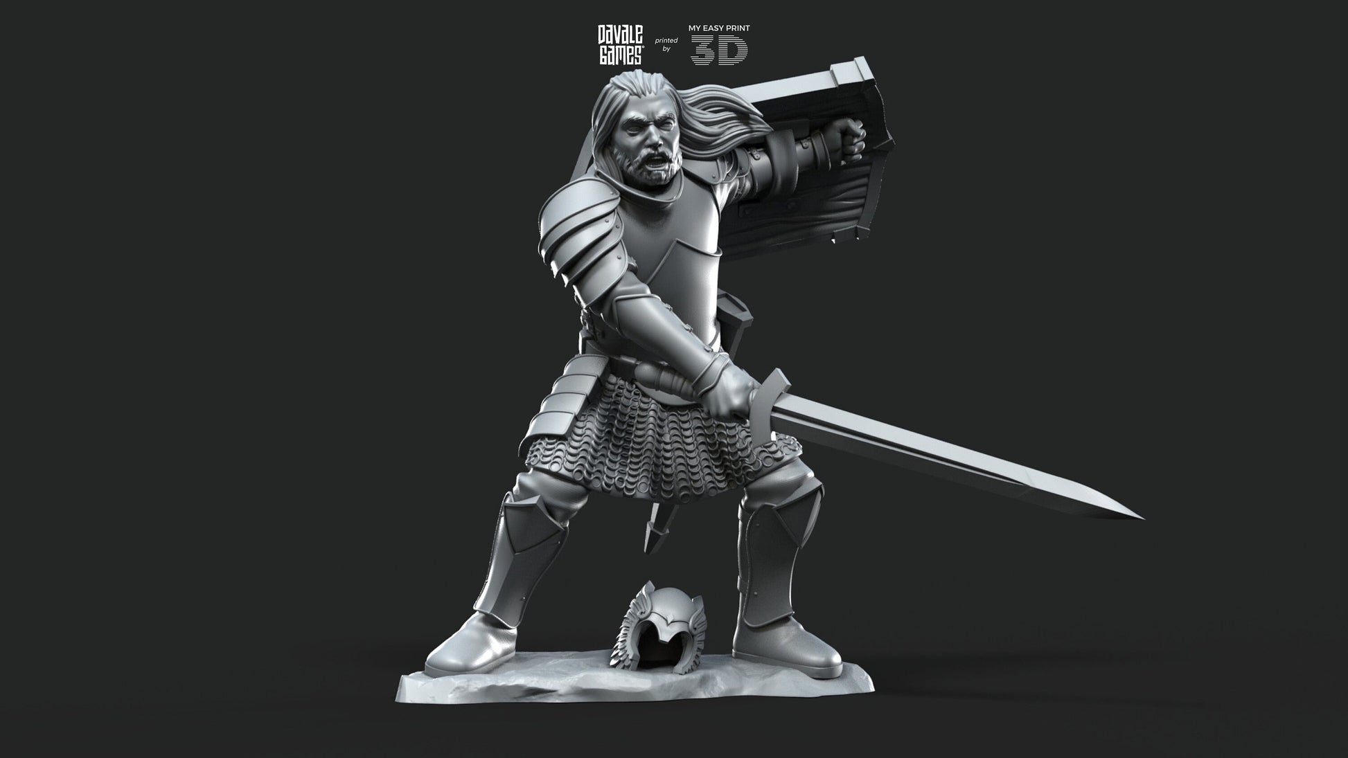 Grey Castle Captain - Foot and Mounted - Davale Games - 3D Printed with high quality resin for LOTR/D&D games