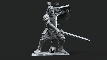 Grey Castle Captain - Foot and Mounted - Davale Games - 3D Printed with high quality resin for LOTR/D&D games