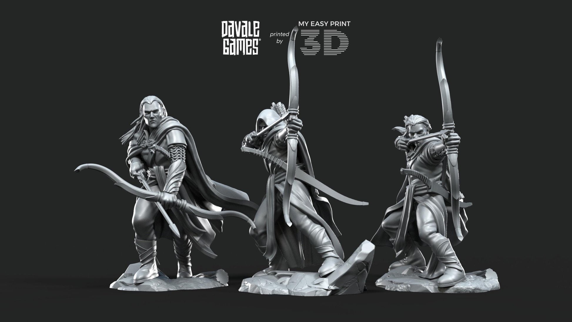 Galanthir Elves Forest Guardians with Bow - Davale Games - 3D Printed with high quality resin for LOTR/D&D games