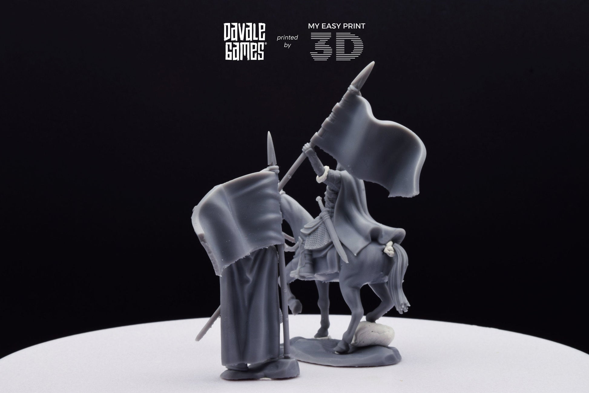 Mudd - West Humans Banner - Foot and Mounted - Davale Games - 3D Printed with high quality resin for LOTR/D&D games