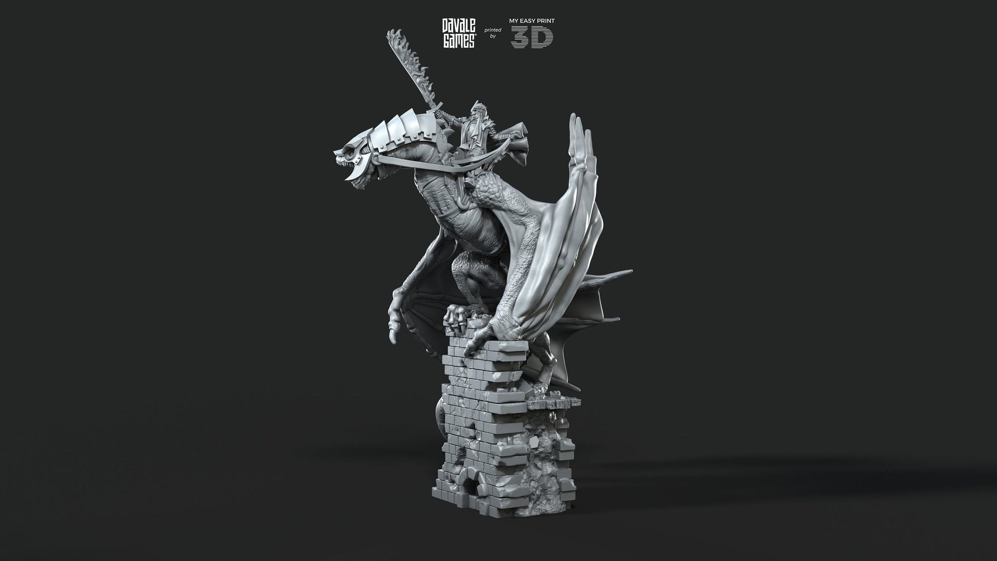 Wyvern with Dark Mage [Ver. 2] - Davale Games - 3D Printed with high quality resin for LOTR/D&D games