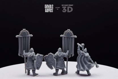 Kingdom Champion Dwarf and Banner - Davale Games - 3D Printed with high quality resin for LOTR/D&D games