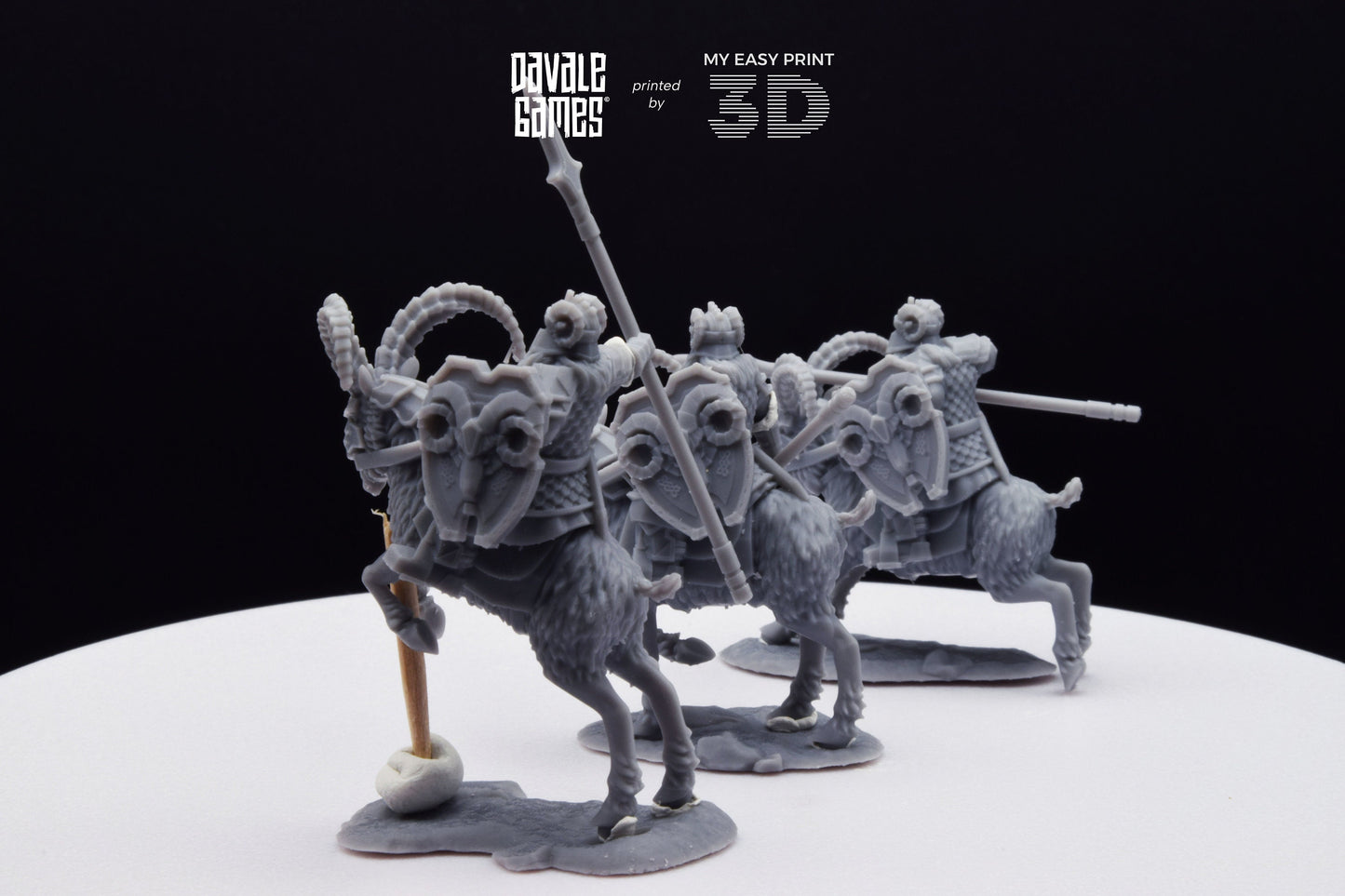 Silver Goat Dwarf Spearman - Mounted - Davale Games - 3D Printed with high quality resin for LOTR/D&D games