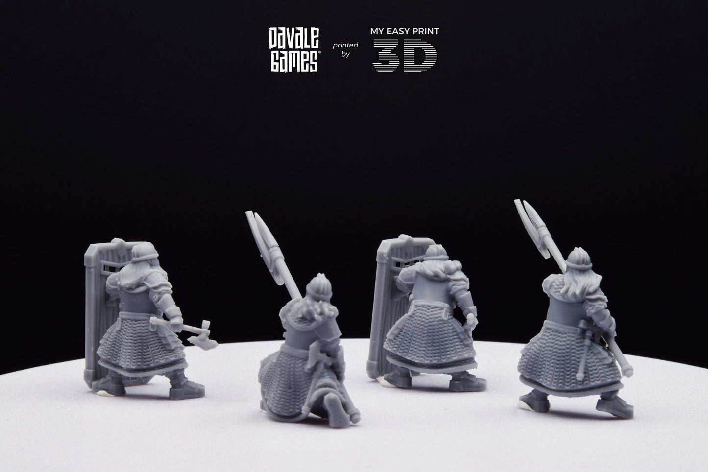 Cript Dwarf Guard Spear and Shield - Davale Games - 3D Printed with high quality resin for LOTR/D&D games