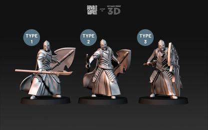 Bloody Elf with Spear and Shield - Davale Games - 3D Printed with high quality resin for LOTR/D&D games