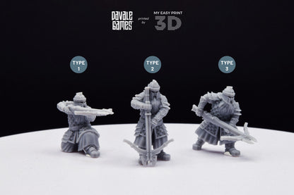 Silver Goat Dwarves with Crossbow - Davale Games - 3D Printed with high quality resin for LOTR/D&D games