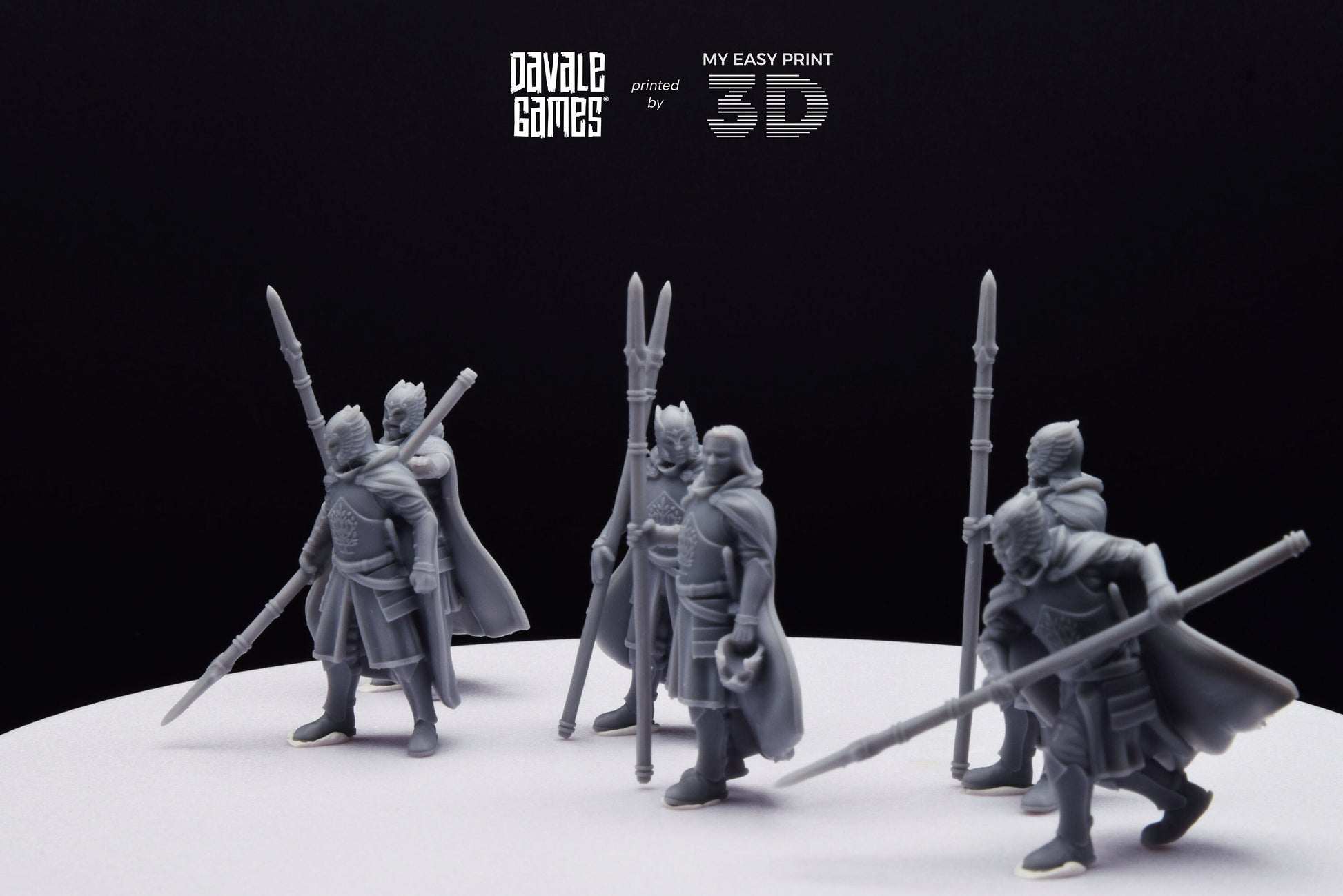 Grey Castle Court Guards with Spear - Foot - Davale Games - 3D Printed with high quality resin for LOTR/D&D games