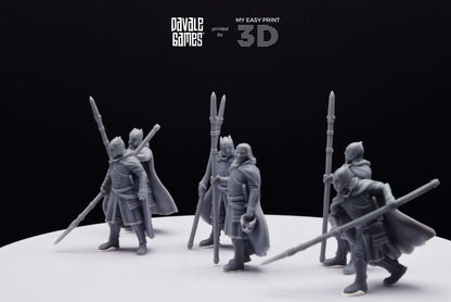 Grey Castle Court Guards with Spear - Foot - Davale Games - 3D Printed with high quality resin for LOTR/D&D games