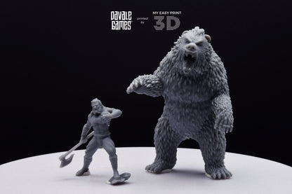 Bear and Human Form - Davale Games - 3D Printed with high quality resin for LOTR/D&D games