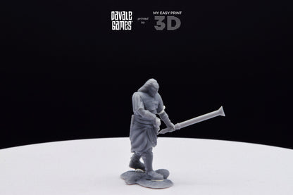 Outrider blood handed captain with two swords - Davale Games - 3D Printed with high quality resin for LOTR/D&D games
