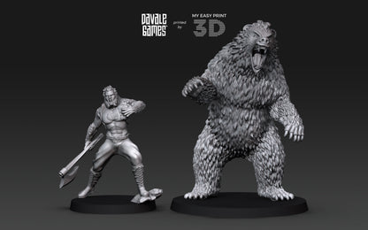 Bear and Human Form - Davale Games - 3D Printed with high quality resin for LOTR/D&D games