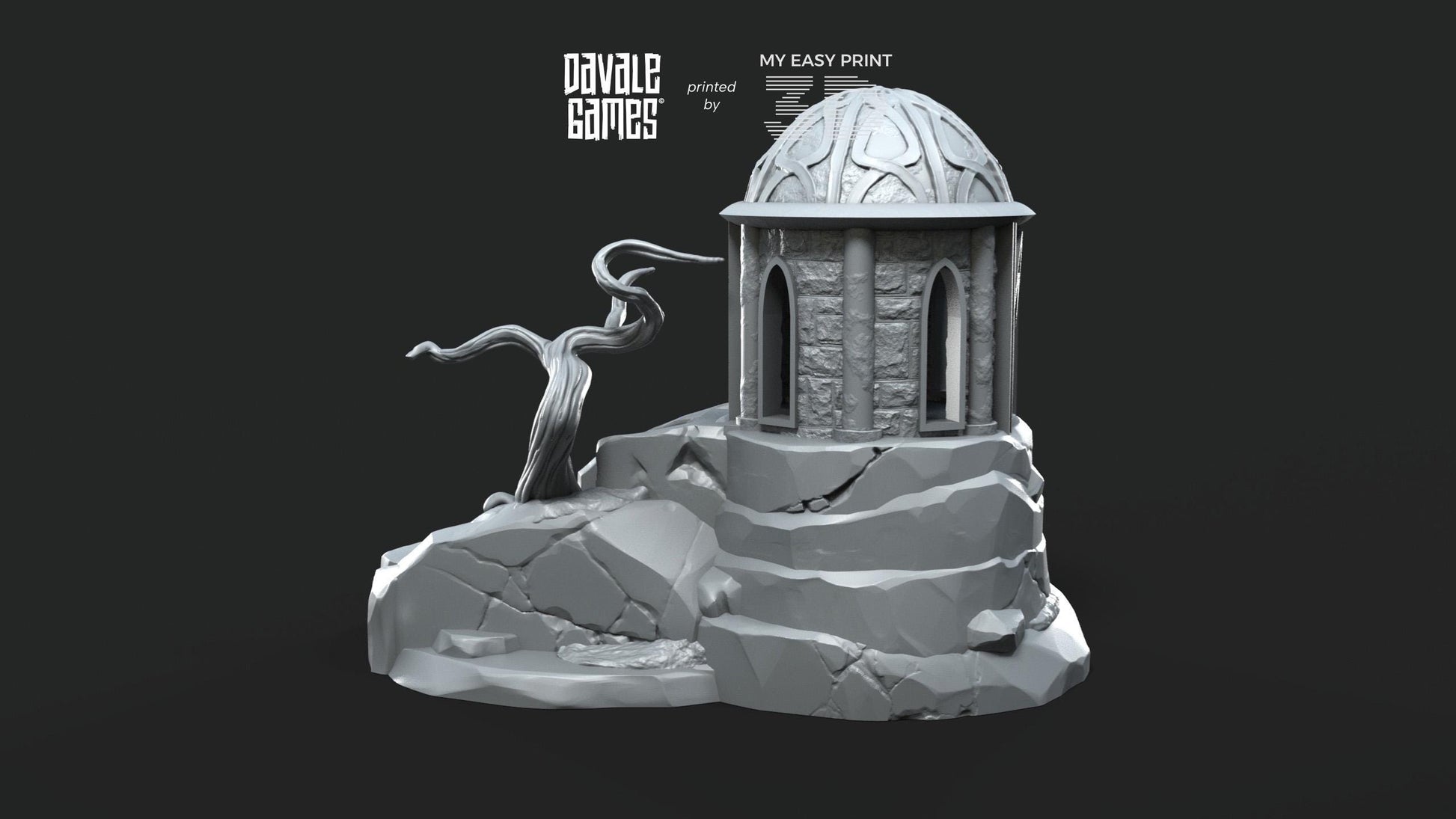 Pray Building with Tree - Scenery/Terrain - Davale Games - 3D Printed with high quality resin for LOTR/D&D games