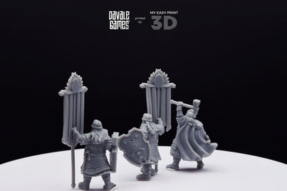 Kingdom Champion Dwarf and Banner - Davale Games - 3D Printed with high quality resin for LOTR/D&D games