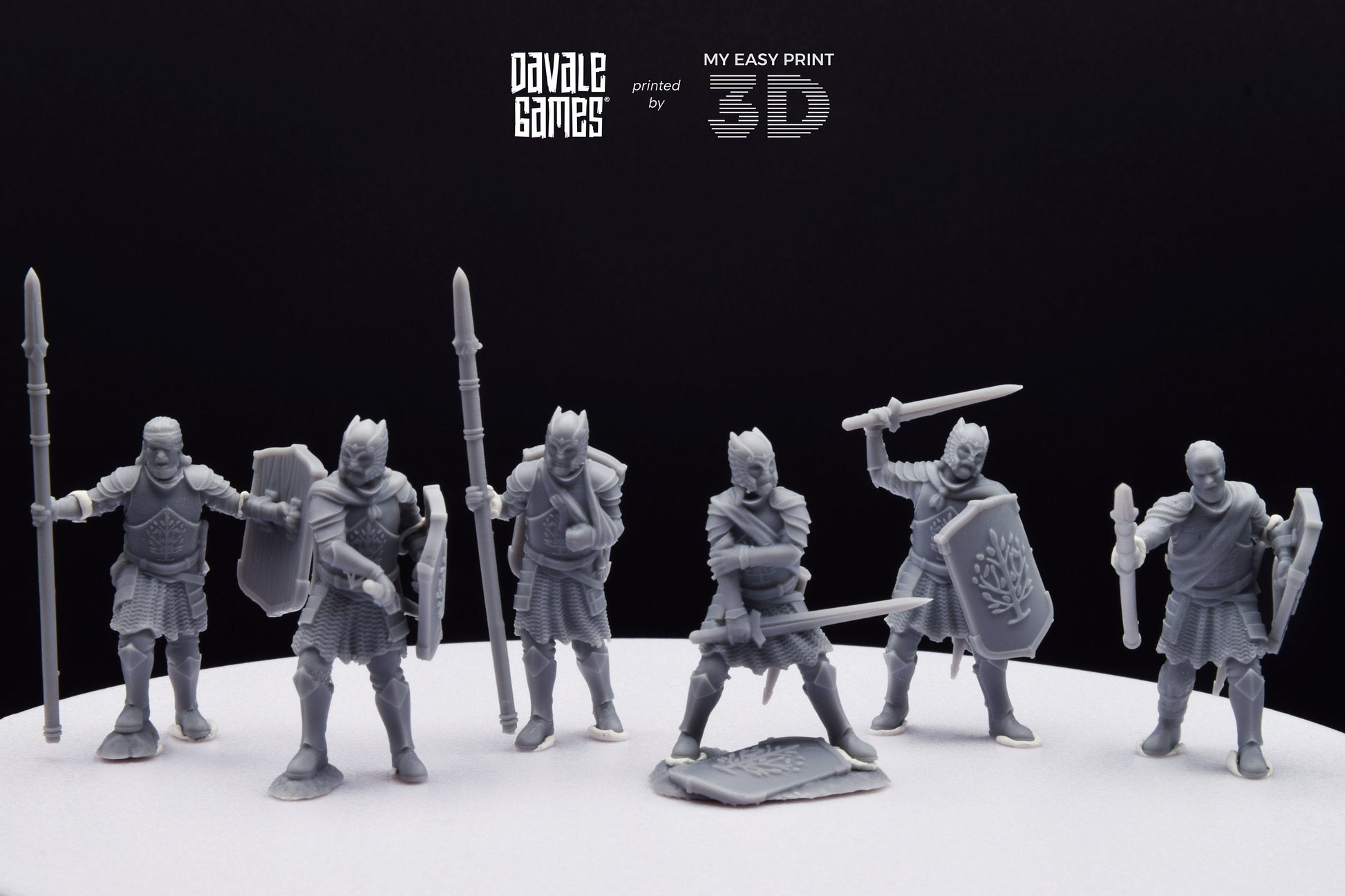 Wounded Grey Castle Warriors - Davale Games - 3D Printed with high quality resin for LOTR/D&D games