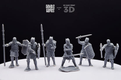 Wounded Grey Castle Warriors - Davale Games - 3D Printed with high quality resin for LOTR/D&D games
