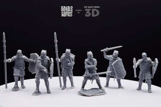 Wounded Grey Castle Warriors - Davale Games - 3D Printed with high quality resin for LOTR/D&D games