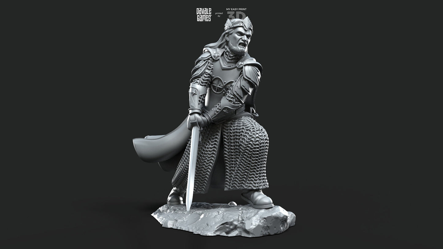 High King of Grey Castle - Foot and Mounted - Davale Games - 3D Printed with high quality resin for LOTR/D&D games