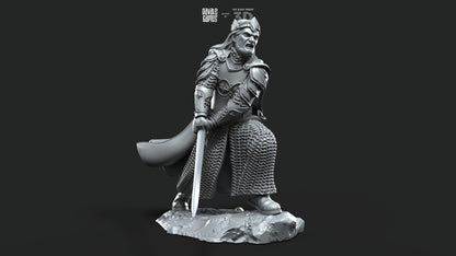High King of Grey Castle - Foot and Mounted - Davale Games - 3D Printed with high quality resin for LOTR/D&D games