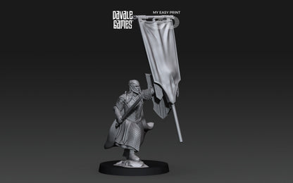 Armoured Wood Elf on Foot Banner 1 - Davale Games - 3D Printed with high quality resin for LOTR/D&D games