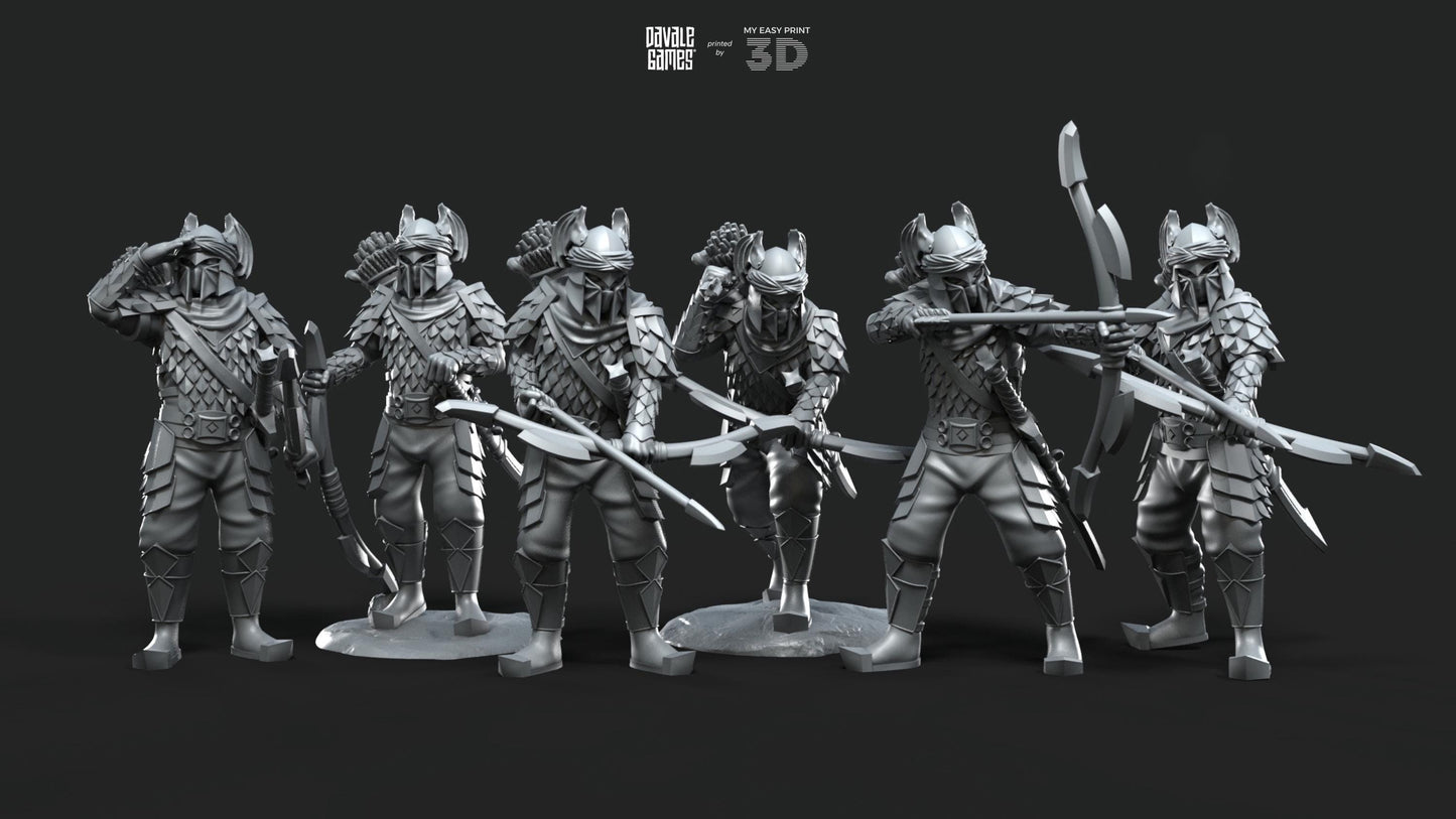 Dragon Army Archers - Davale Games - 3D Printed with high quality resin for LOTR/D&D games