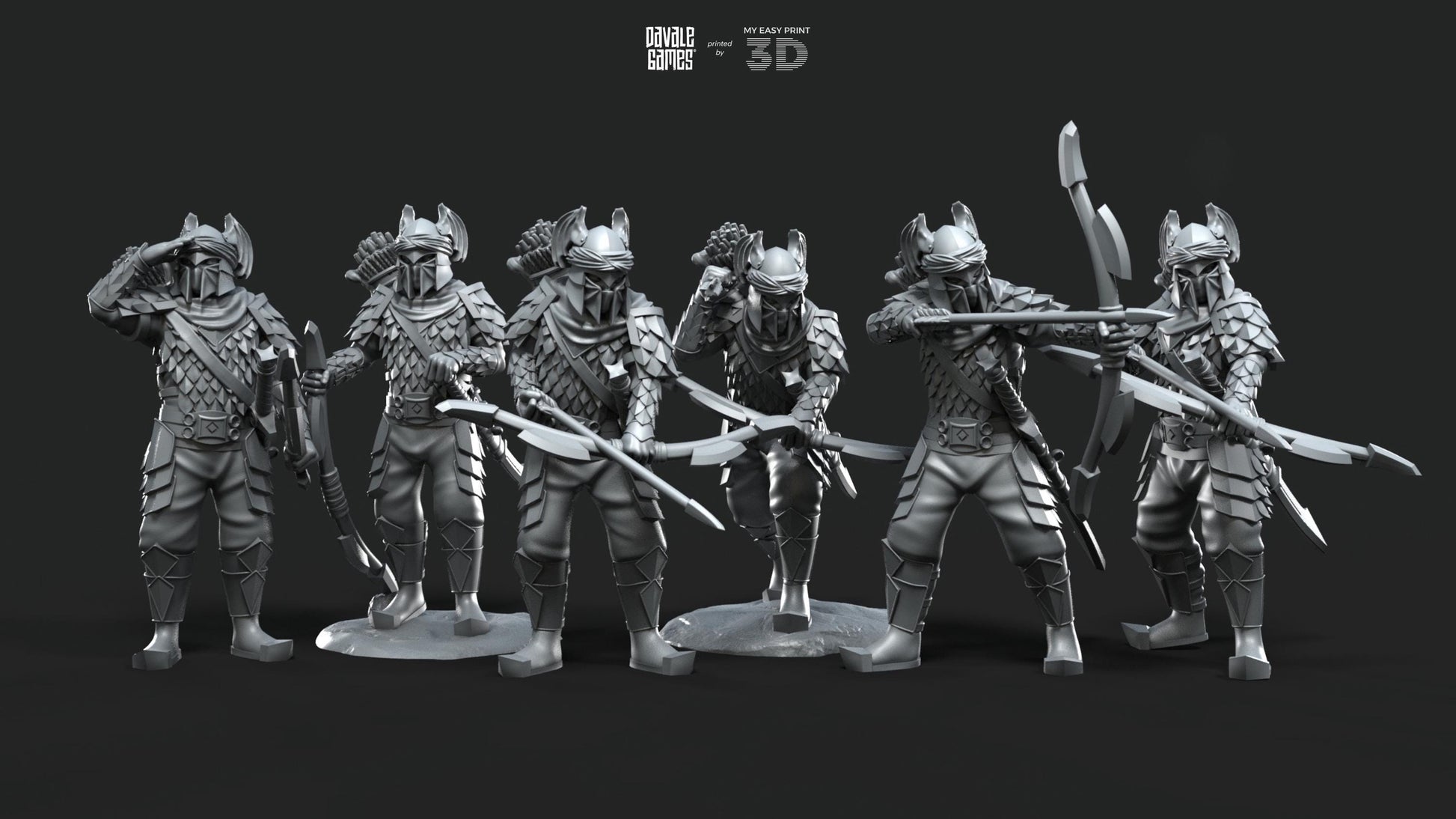 Dragon Army Archers - Davale Games - 3D Printed with high quality resin for LOTR/D&D games