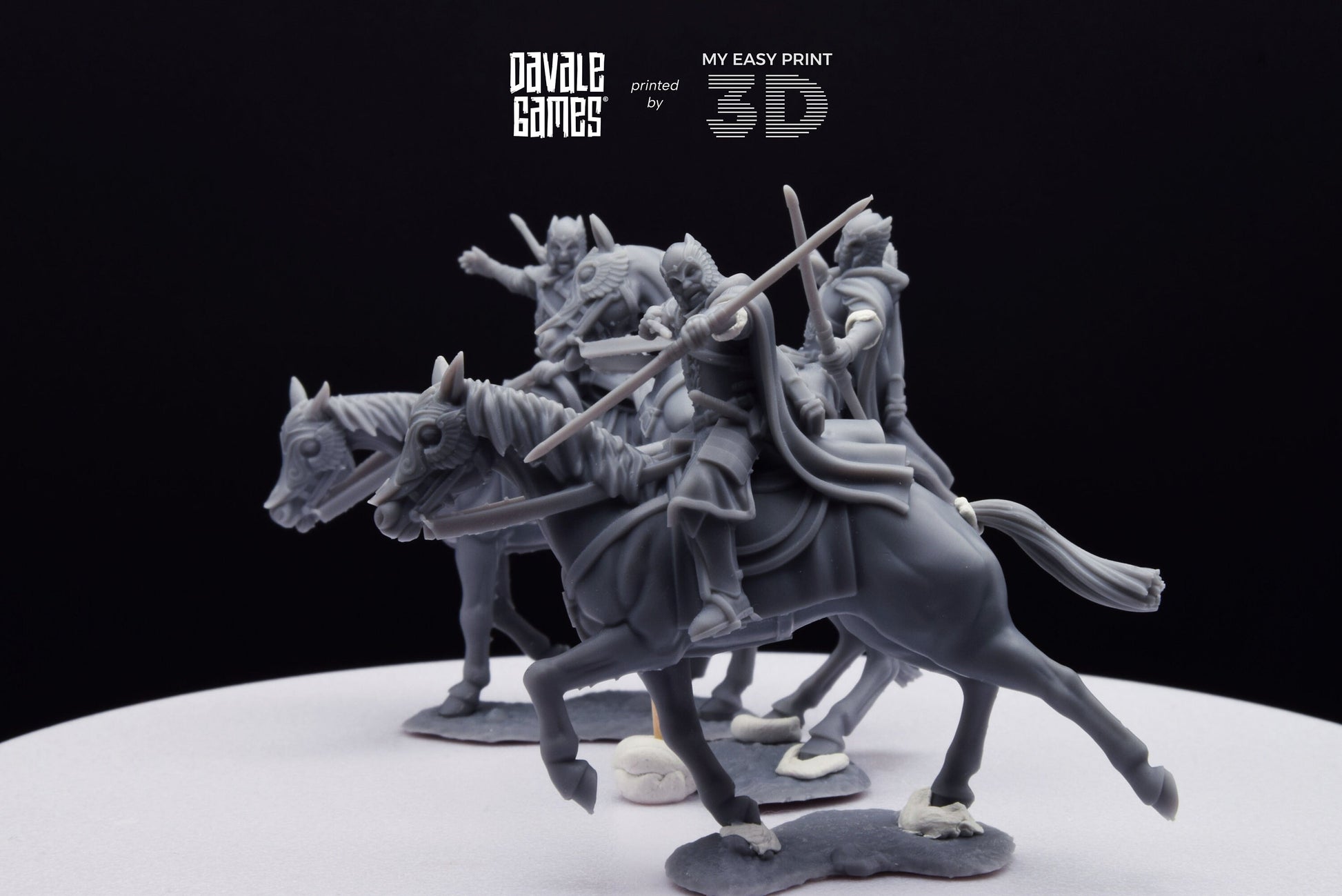 Grey Castle Court Guards - Mounted - Davale Games - 3D Printed with high quality resin for LOTR/D&D games