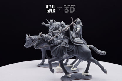 Grey Castle Court Guards - Mounted - Davale Games - 3D Printed with high quality resin for LOTR/D&D games