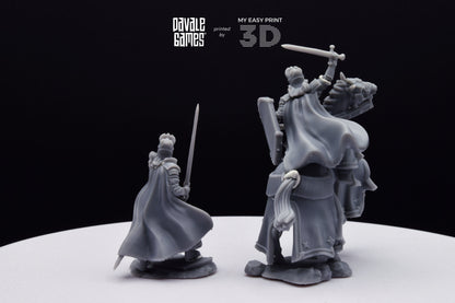 High Human King with Helmet - Foot and Mounted - Davale Games - 3D Printed with high quality resin for LOTR/D&D games