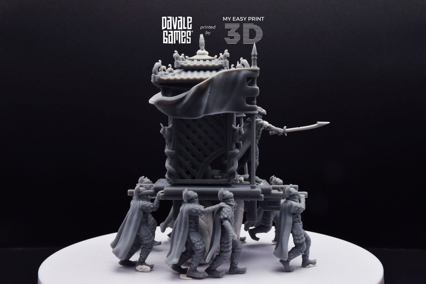 Dragon Army King on Palanquin [Ver. B] - Davale Games - 3D Printed with high quality resin for LOTR/D&D games