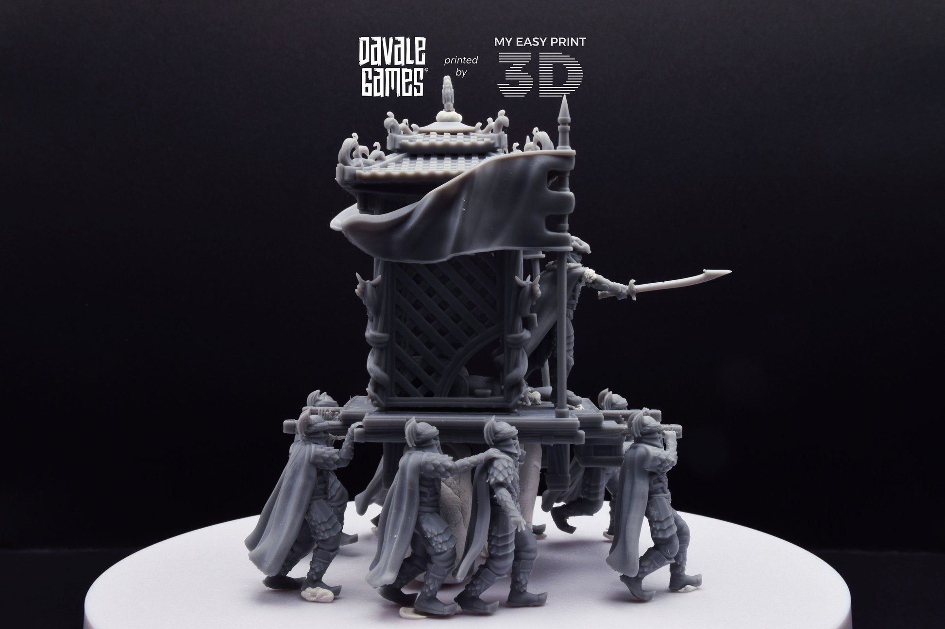 Dragon Army King on Palanquin [Ver. B] - Davale Games - 3D Printed with high quality resin for LOTR/D&D games
