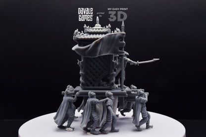 Dragon Army King on Palanquin [Ver. B] - Davale Games - 3D Printed with high quality resin for LOTR/D&D games