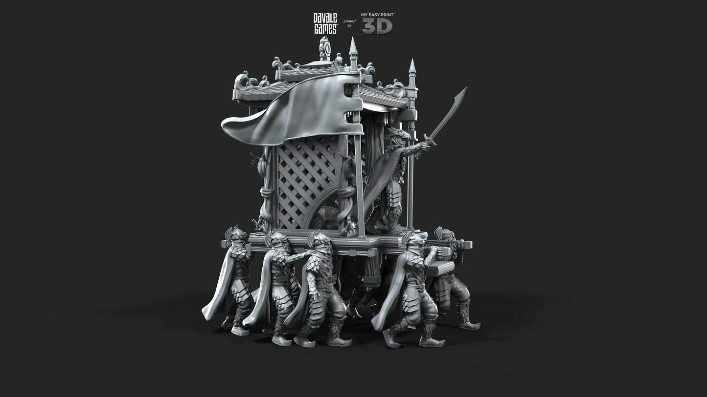 Dragon Army King on Palanquin [Ver. B] - Davale Games - 3D Printed with high quality resin for LOTR/D&D games
