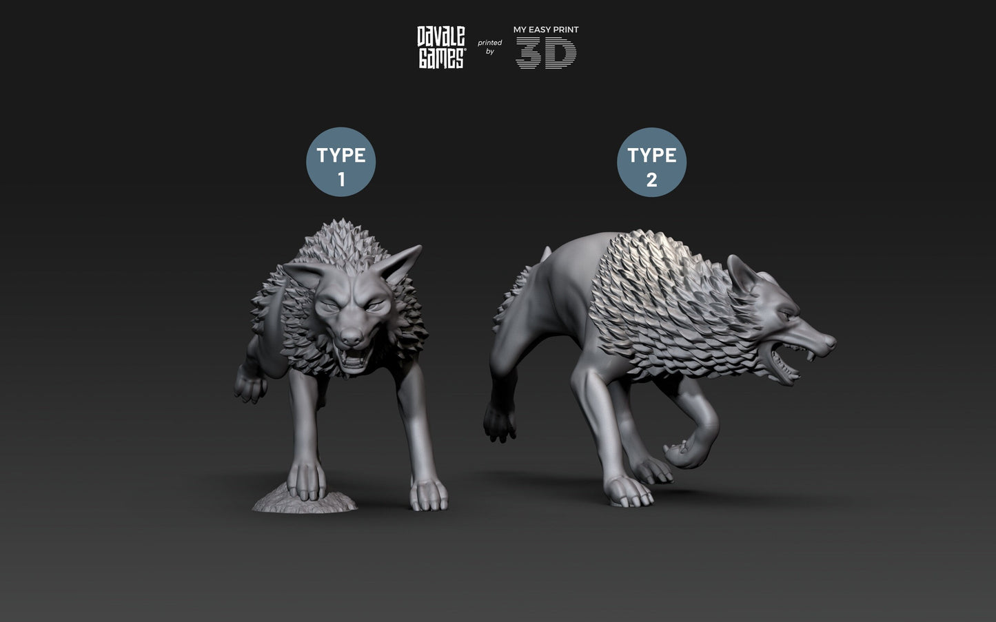 Savage Warg - Super Orcs - Davale Games - 3D Printed with high quality resin for LOTR/D&D games