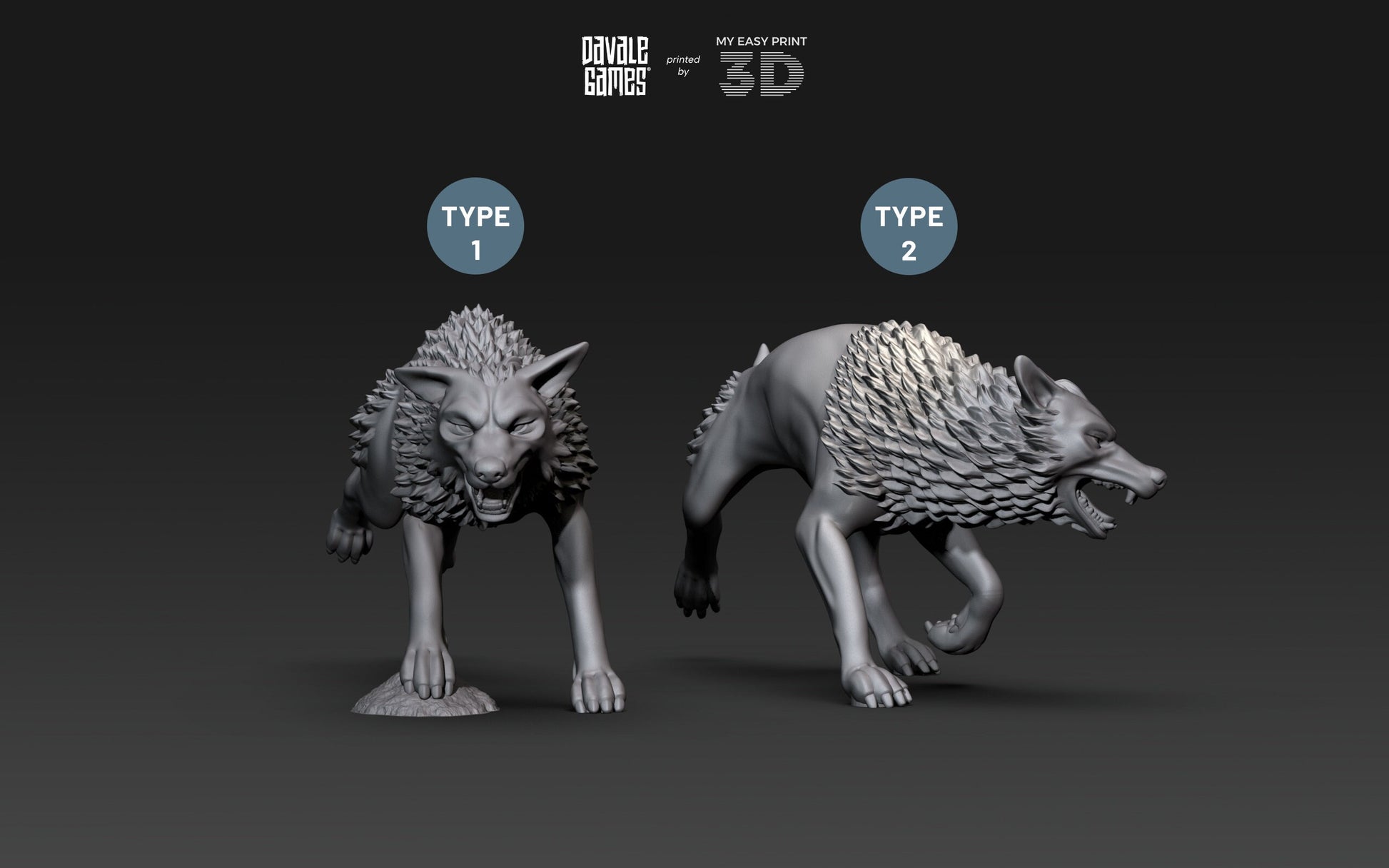 Savage Warg - Super Orcs - Davale Games - 3D Printed with high quality resin for LOTR/D&D games